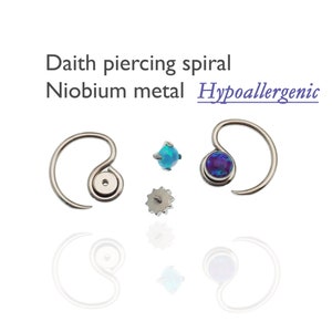 Piercing Daith espiral de nióbio, hipoalergênico, adicione qualquer topo de 16g para criar seu próprio estilo 16g fácil de dobrar (sem topo incluído)