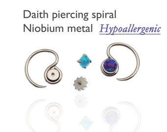 Niobium spiral Daith piercing, hypoallergenic, add any 16g top to create your own style  16g easy to bend ( no top included)