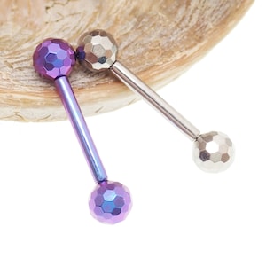 12g 14g ASTM F136 Implant titanium internally threaded barbell Geo faceted, solid titanium balls, tongue ,nipple, industrial BASIC BARBELL
