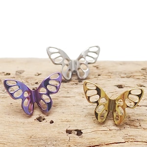 Butterfly Implant Titanium Flatback Piercing 18g, 16g, 14g