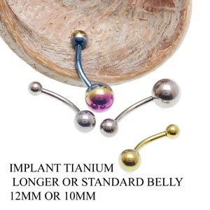 Titan-Implantat, Basic Bauchnabelpiercing, Innengewinde profi Piercing Bauchnabel Ring 10 mm oder länger Kurve 12 mm -14g.