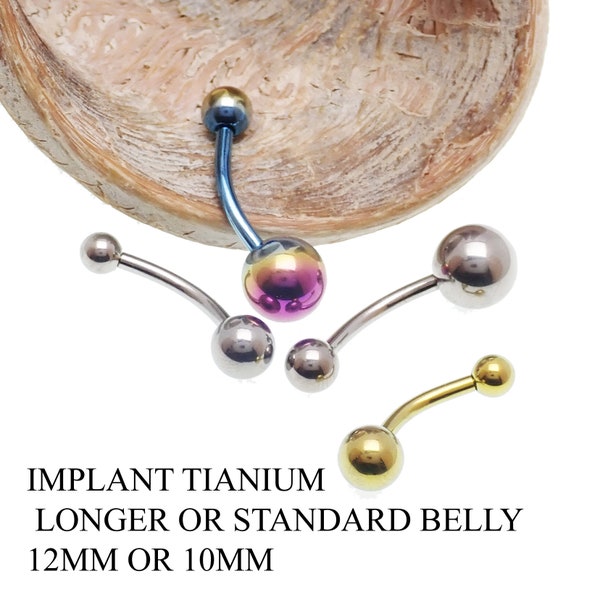 Implant Grade Titanium, Basic Belly piercing, Internally Threaded professional piercing Belly Button Ring  10mm or longer curve  12mm -14g.