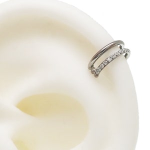 Clear CZ Double Row Implant Titanium Clicker 16g (Septum, Conch, Helix)