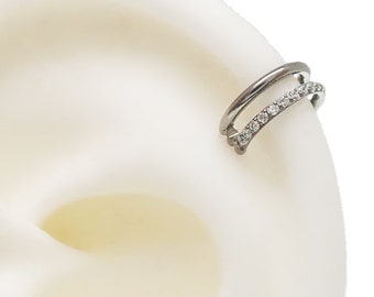 Klare CZ ZweireihigeImplantat Titan Clicker 16g (Septum, Conch, Helix)