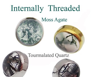 Tapa de titanio solamente, tapas con rosca interna, tapa de repuesto de piedra semipreciosa ágata musgosa / cuarzo turmalinado solamente 4 mm/5 mm - 16 g