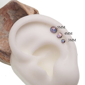 Unicorn Fire Opal Implant Titanium Flatback Piercing 18g, 16g, 14g