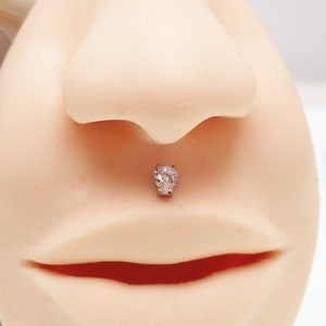 Minimalist CZ piercing with Flat Bar Push Fit Titanium Earring 14g, 16g, 18g, 20g