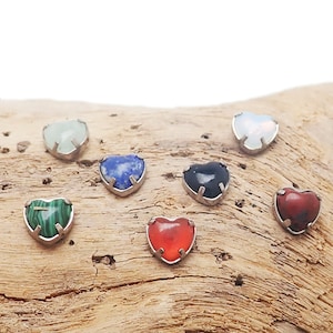 Implant titanium ,Natural Stone Heart Implant Titanium Push Fit Threadless with flatback 20g/ 16g/18g/14g
