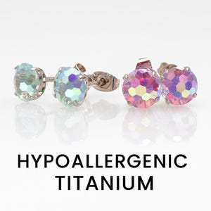 Implant Grade Titanium Mermaid Earrings: 6mm CZ, Hypoallergenic