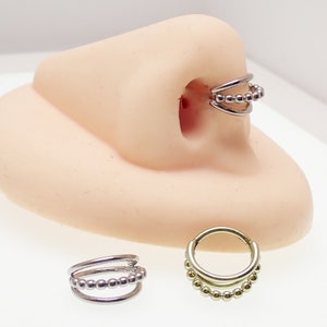 implant grade titanium triple design hinged septum/rook, helix cartilage 16g Clicker · 7mm, 9mm Read size info, hypoallergenic , non tarnish