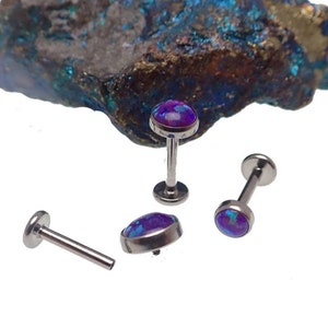 Sleepy Lavender Opal Flat Top Implant Titanium Flatback Piercing 18g, 16g, 14g