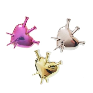 Titanium Nailed Heart Flatback Piercing: 18g 16g 14g Helix Lobe Stud