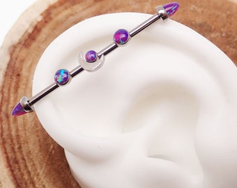 Implant Titanium & sleepy lavender moon opal stone cone Barbell internally threaded, Highest Quality Titanium ASTM F-136