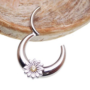 14G /16G implant titanium hinged seamless clicker with gold sunflower septum daith piercings 8mm /10mm
