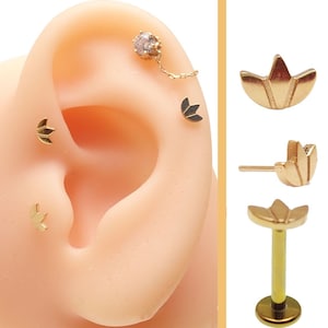 Gold Titanium Piercing  Minimalist, Implant Titanium piercing, Helix, tragus, pinner,  push fit ,20g,18g,16g,14g sold in singles, PVD gold