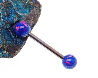 Barres de mamelons en titane avec implant Starry Night Opal Ball à filetage interne 14 g, 12 g