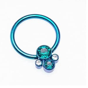 Teal Implant titanium 16g  CBR swarovski 4 Stone bubble cluster Emerald & Clear , rook, daith, septum,helix, cartilage,conch, orbital
