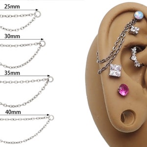 TITANIUM ear,Nose chain, nostril chain, nasalang, add on piercing chain, Conch chain titanium chains ,over bridge chain double chain design