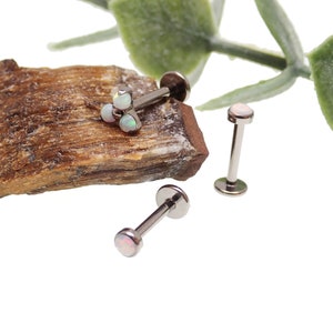 3-Set Petite White Opal Cluster & Flat Opals Implant Titanium Flatback Piercing 18g, 16g, 14g