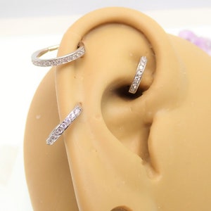 Surgical Steel Hinged Segment Ring with Inlaid Crystal Gems 16g, 6mm,8mm,10mm, rook clicker,septum,helic, daith clicker 1.2mm