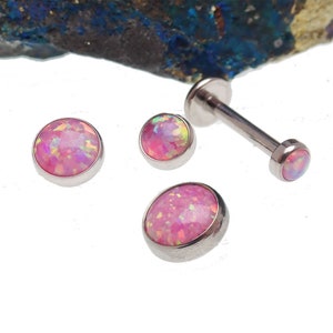 Rose Pink Flat Opal Implant Titanium Flatback Piercing 18g, 16g, 14g