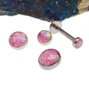 Rose Pink Flat Opal Implant Titanium Flatback Piercing 18g, 16g, 14g