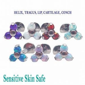 Implant titanium Opal Trinity internally threaded Flatback Piercing, 18g 16g 14g