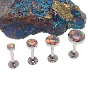 Dark Cherry Flat Opal Implant Titanium Flatback Piercing 18g, 16g, 14g