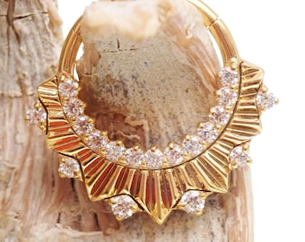 Clicker Hoop i 24k PVD-guld eller polerad titan – 16G (8 mm och 10 mm) septum, Daith