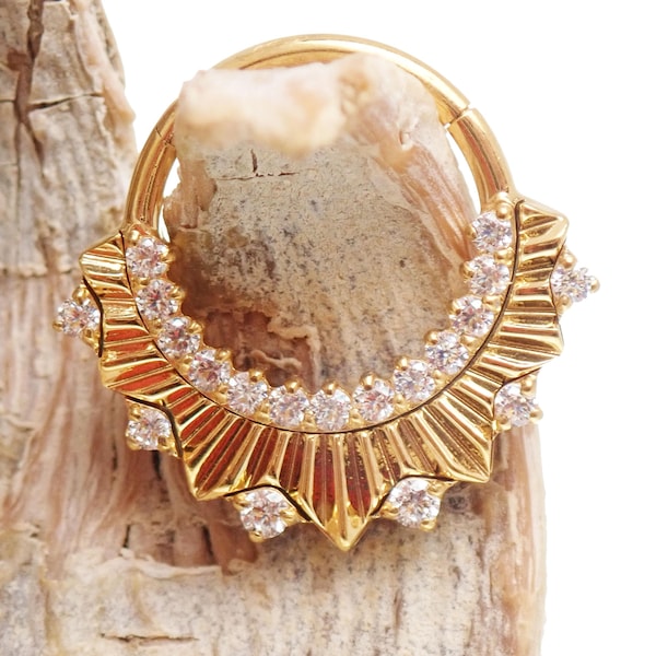 24k PVD Gold or polished  Titanium Clicker Hoop – 16G (8mm & 10mm) Septum ,Daith