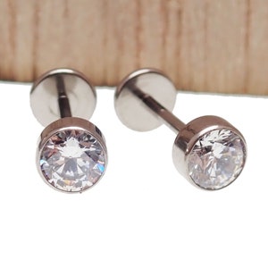 20g Titanium push fit Flat back earrings Sold in Pairs Professional grade  earrings