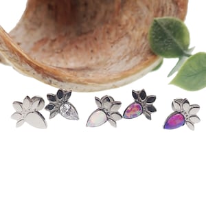 Lotus Desing, Labret sin rosca con espalda plana de titanio Push Fit 20g, 18g, 16g, 14g, piercing medusa, filtrum, hélice, plano, piercing pinner