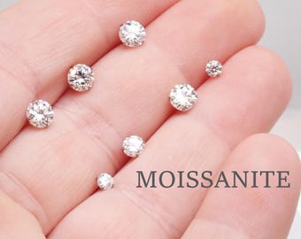 MOISSANITE- Implant de piercing en titane à dos plat, 18 g/16 g/14 g- Filetage interne- Filetage de 0,9 mm