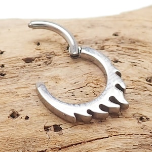 Flaming Fire Implant Titanium 8mm, 10mm Clicker 16g (Daith, Helix, Septum, Tragus, Conch)