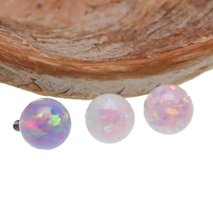 14g 5mm Opal Ball Internally Threaded Titanium Top unicorn colors