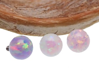 14g 5mm Opal Ball Internally Threaded Titanium Top unicorn colors