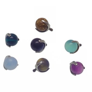14g natural stone replacement ball titanium prong base