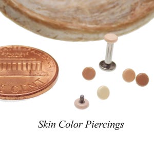 Skin color hide your piercings, Flatback Piercing internally threaded 18g, 16g, 14g Implant titanium, retainer