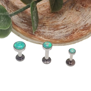 Kiwi Green Opal Implant Titanium Flatback Piercing 18g, 16g, 14g