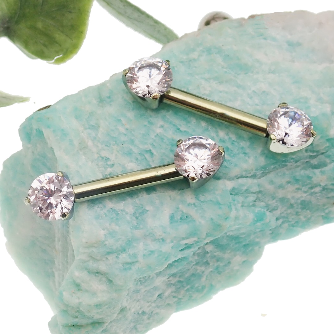 Implant Titanium Threadless Push Fit Nipple Piercings, 16g,14g,18g ...