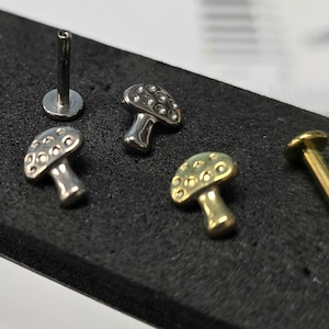 Rosca interna, implante de titânio flatback, piercing cogumelo, hélice, cartilagem, plano, pinner, piercing corporal, 18g/16g/14g- rosca de 0,9 mm