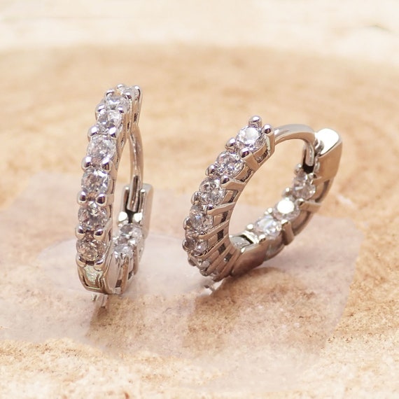 Set di orecchini placcati in oro 14k impilabili color argento da