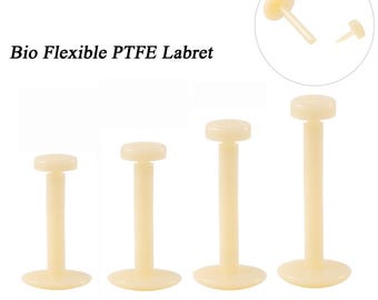 Paire de labrets hypoallergéniques en PTFE : anneaux de retenue flexibles pour piercing 16 g