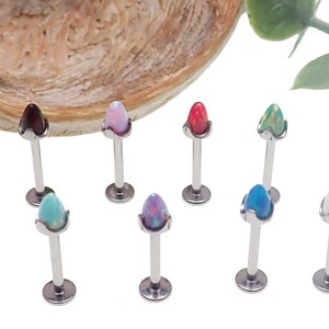 Opal 4mm Cone Implant Titanium Flatback Piercing 18g, 16g, 14g