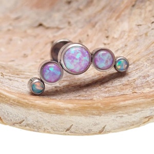Bubblegum Opal Cluster Implantaat Titanium Flatback Piercing 18g, 16g, 14g