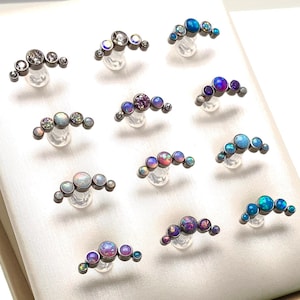 Titanium helix cluster with flatback , many colors to choose from  ,Implant Titanium Flatback Piercing 18g, 16g, 14g