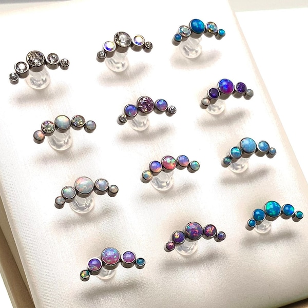 Titanium helix cluster with flatback , many colors to choose from  ,Implant Titanium Flatback Piercing 18g, 16g, 14g