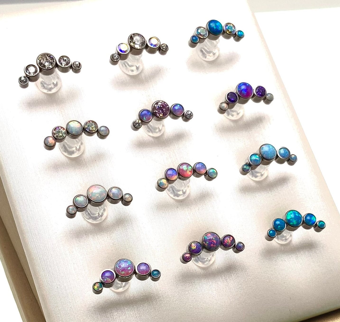 Titanium helix cluster with flatback , many colors to choose from  ,Implant Titanium Flatback Piercing 18g, 16g, 14g