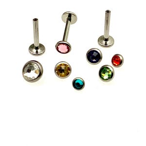 16g Implant-Grade titanium 3mm,4mm,5mm cz internally threaded with Flatback Piercing internally threaded 18g, 16g, 14g complete
