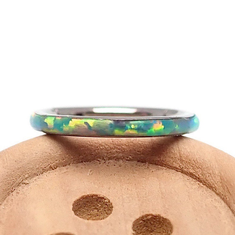 16g Inlaid Opal Surgical Steel Hinged Clicker Segment Hoop Ring Lip, Septum, Daith, Tragus, Nose, Helix, etc...